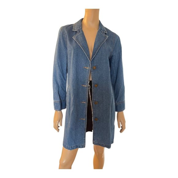 Denim & Co. Blue Jean Lined Relaxed Fit Jacket Coat - Size S - Picture 2 of 10